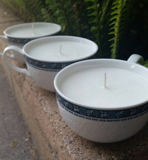 Items similar to Scented teacup candles hazelnut coffee, tea cup candle