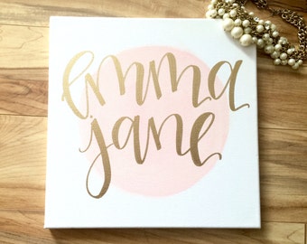 Custom baby name sign- paint splotch background, 12x12 canvas sign, nursery decor, baby girl nursery, baby boy nursery, name sign, custom