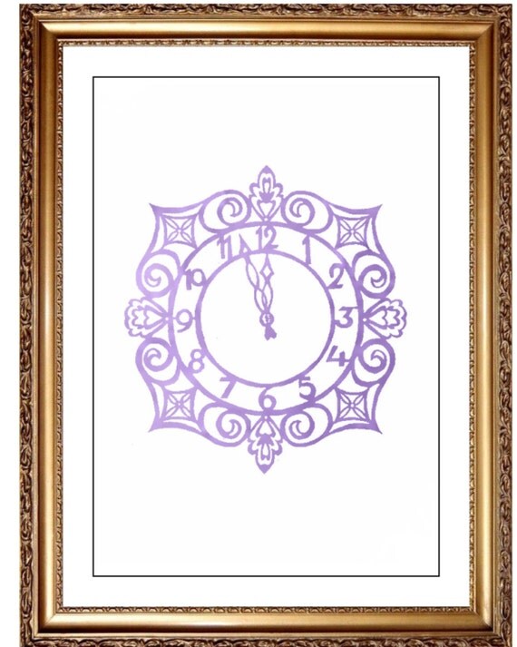 Items similar to Cinderella Clock Print, DIY Printable Purple Lavender ...