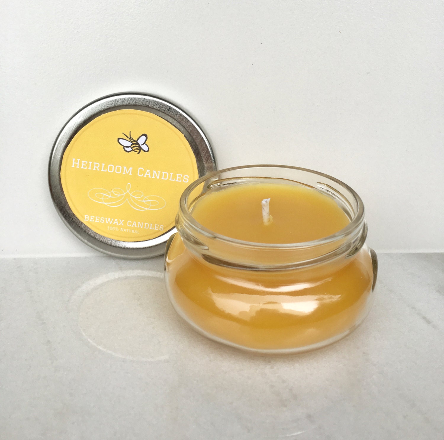 Pure Beeswax Glass Jar Candle Organic Beeswax Air Purifier