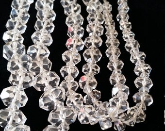 Art Deco faceted rock crystal bead necklace - with 150 beads