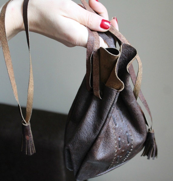 Leather Pouch Bag Handmade Drawstring Pouch Leather by NarMag Leather