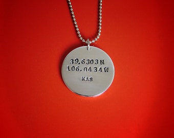Personalized Coordinate Necklace - Hand Stamped Coordinate Jewelry - Gifts for Her - Gifts for Him - Custom Necklace - Personalized Jewelry