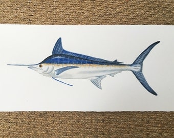 intarsia blue marlin