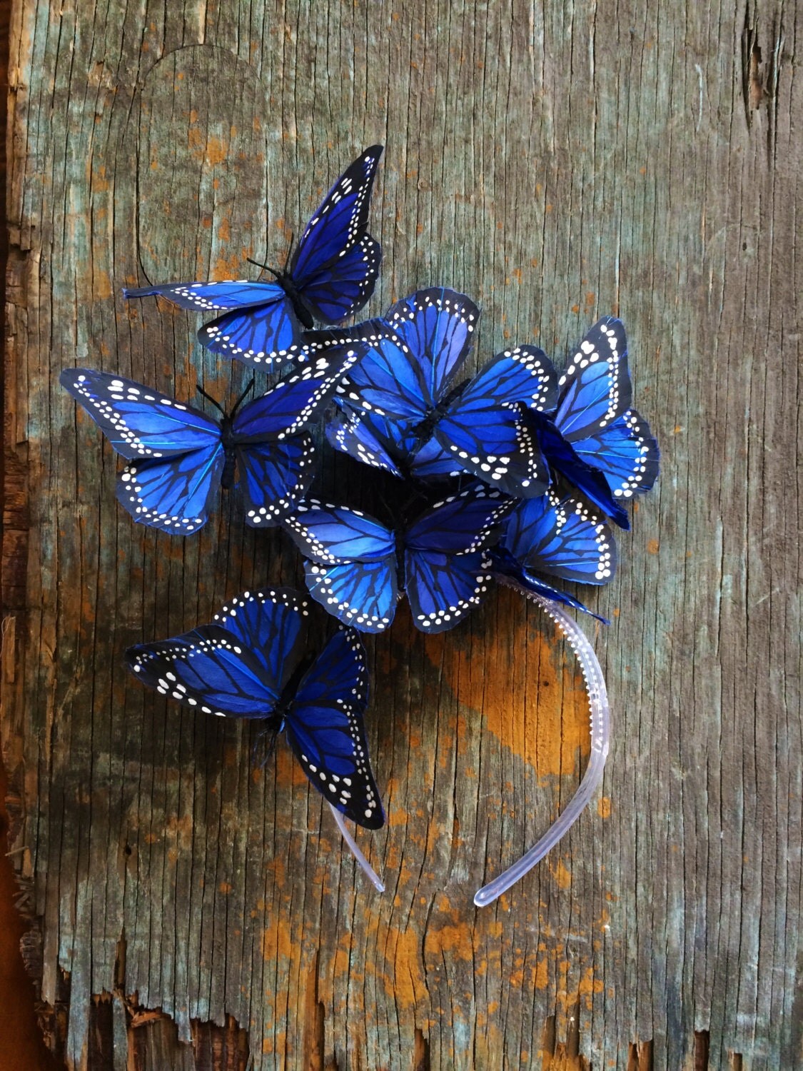 Indigo Blue Monarch Butterfly Fascinator