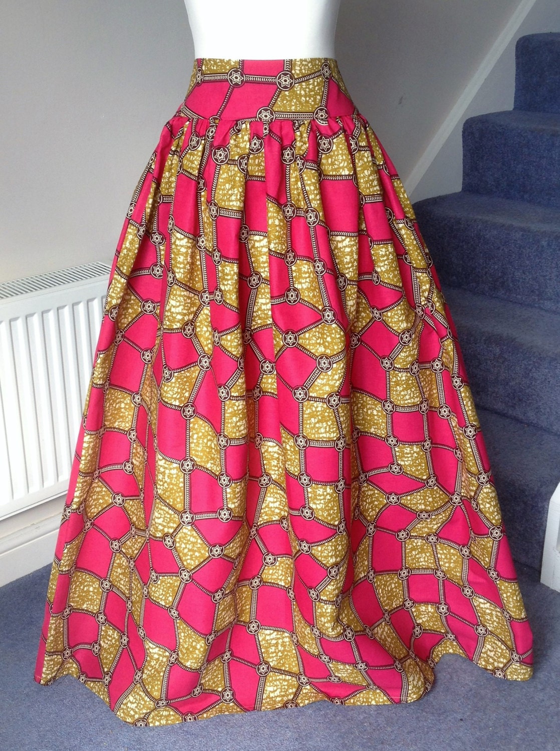 African Maxi Skirt Printed Cotton 3.5 High Waist