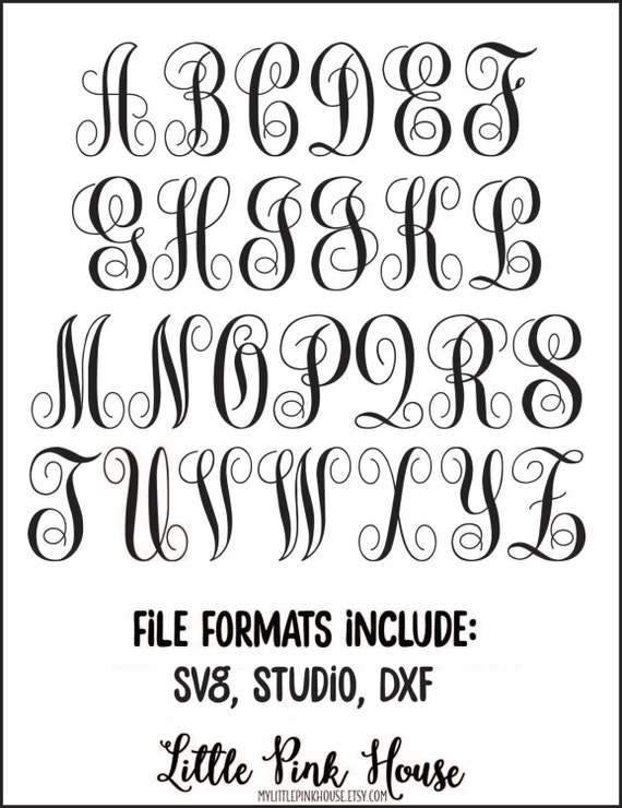 Download Monogram Script Font Alphabet Set for Cutting Machines SVG