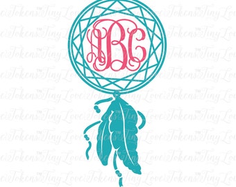 Dreamcatcher Monogram Design for Silhouette and other craft cutters (.svg/.dxf/.eps/.pdf)