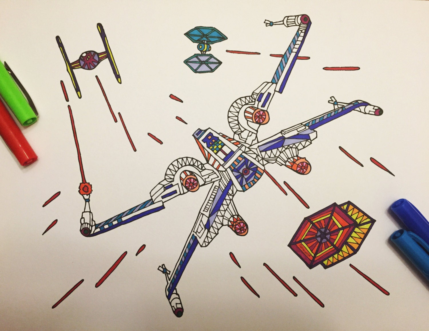 x wing fighter pdf zentangle coloring page