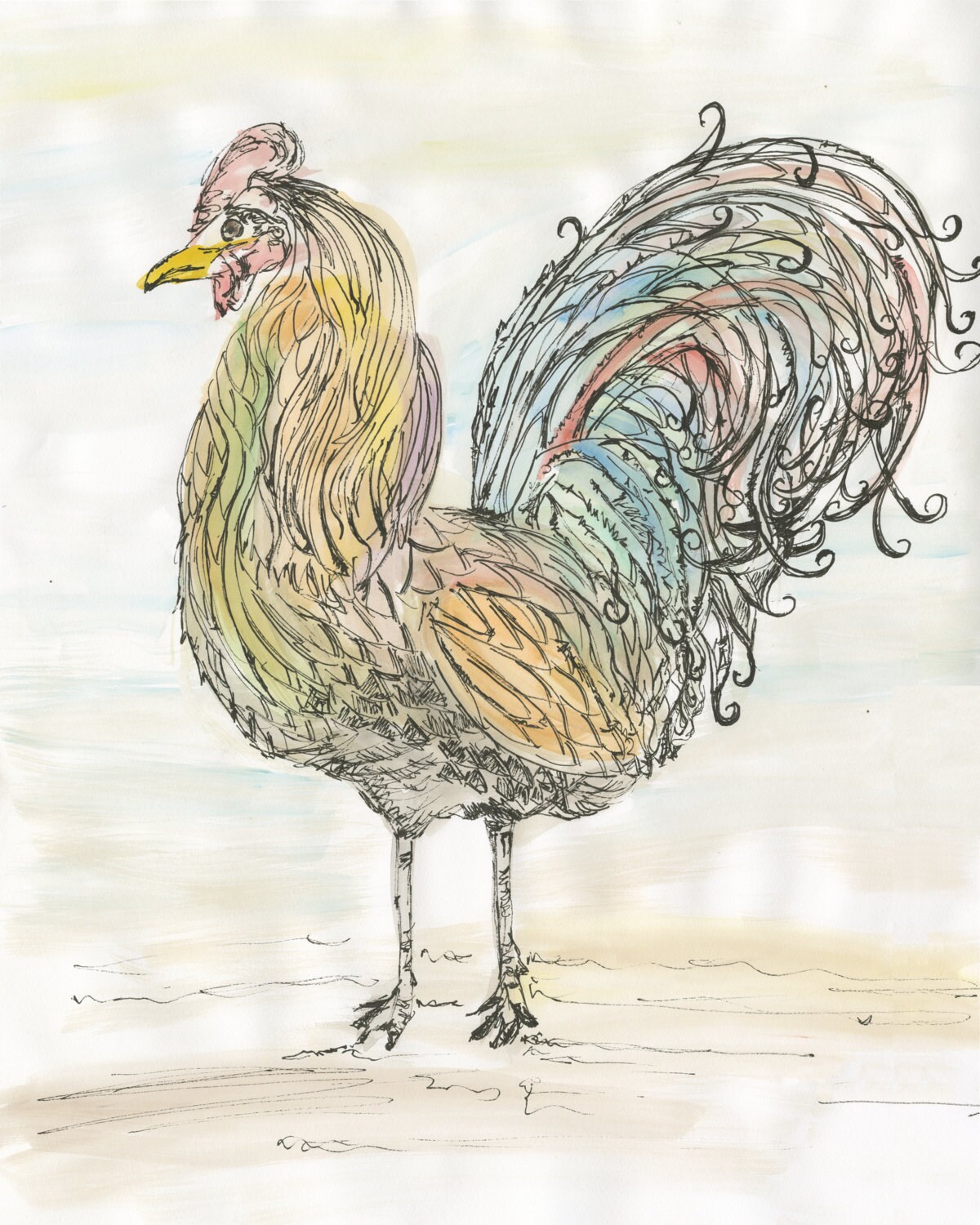 8x10 Rooster print by hellofridaymb on Etsy