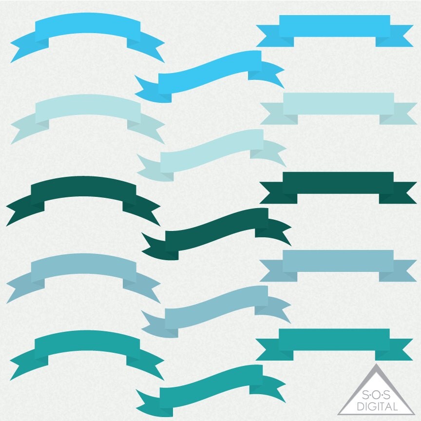 Clipart Banners Teal And Blue Banner Clipart Set Banner Set
