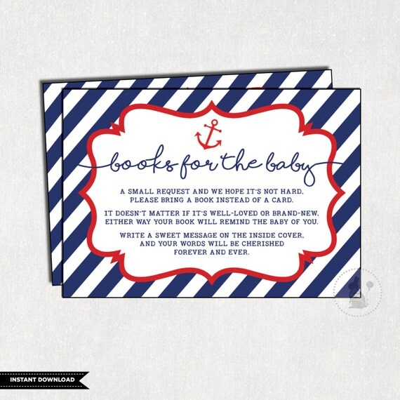 Nautical BOOK REQUEST Printable Card Anchor Bring A Book nautical-book-request-printable-card-anchor-bring-a-book