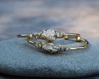 Raw Pyrite Bracelet, Pyrite Chunk Cuff Bracelet, Gold Pyrite Iron Ore Bangle Bracelet, Raw Natural Stone, Mineral Bracelet, Healing Stone
