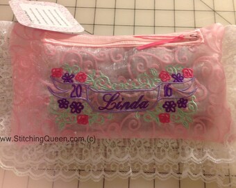 Sachet Bag - Banner Name Lacy Sachet Pouch - 2 Pieces: Zipper Pouch with Fragrant Potpourri Bag Inside