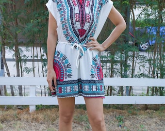 African Dashiki Dress Ankara Dress Hippie Dress Tribal Print Tunic Gypsy Dress Bohemian Dress Festival Top Beach Cover Up African Clothing