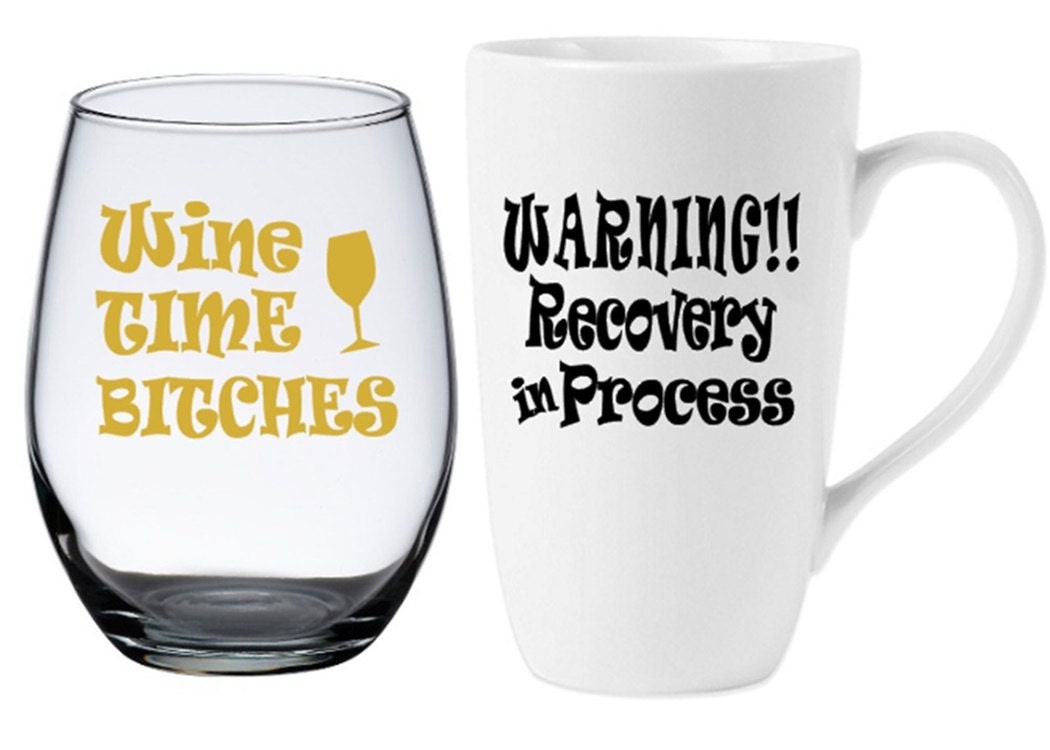 Wine Glass Coffee Mug Set Wine Glasses by PersonalizedGiftsUS