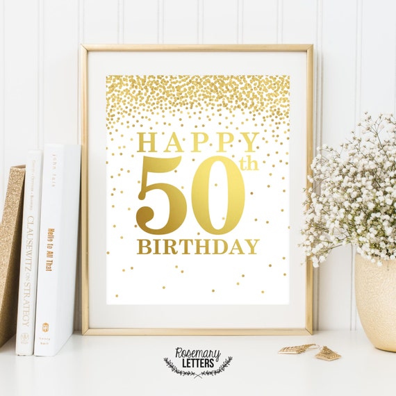 Happy 50th Birthday Printable 50th birthday decor 50th