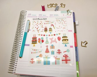 Birthday planner stickers - glossy decorative planner stickers