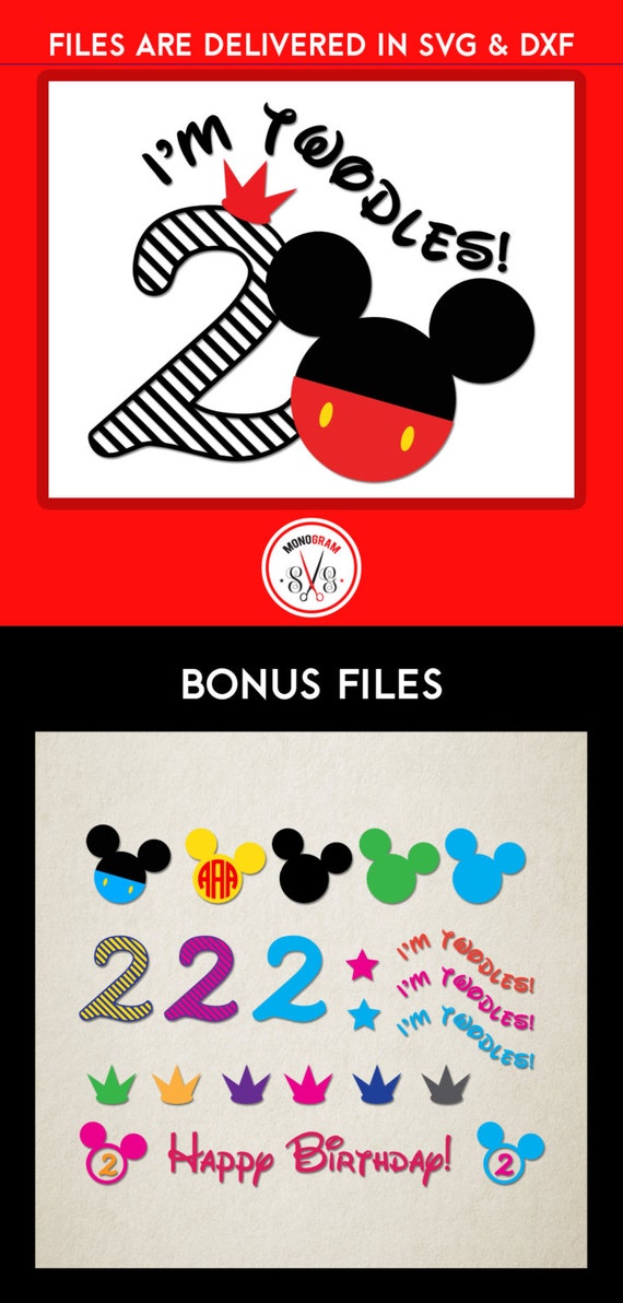 Download Two Year Old Mickey Birthday SVG DXF/ Mickey svg by monogramsvg