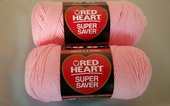 Red Heart Super Saver PETAL PINK Yarn Lot of 2 Skeins 7 oz