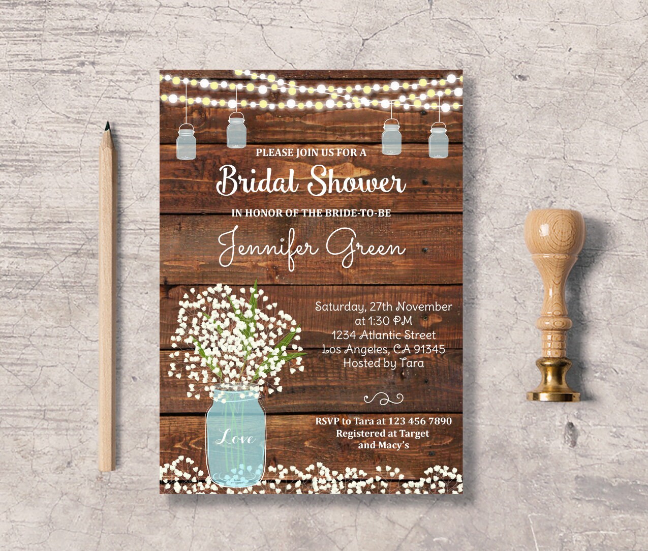 Rustic Bridal Shower Invitation Printable by PetitePaperieGoods