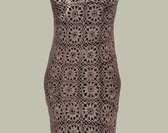 Maxi Crochet Dress Granny Square dress Tunic Warm Dress with
