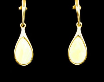 Natural Baltic Amber Earrings, Baltic Amber Earrings In Handmade, Baltic Amber Earrings, Yellow Amber Earrings, Dangle and Drop Earrings
