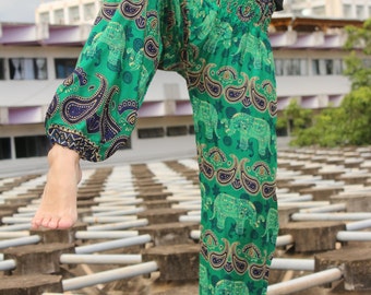 Thai Elephant clothes Thai Boho clothes Thai Hippie clothes Thai Harem clothes Thai Bohemian clothes Green clothes