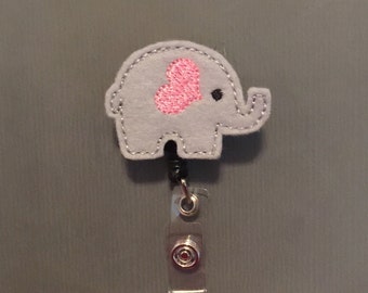 I HEART Elephants Cute Elephant Badge Reel