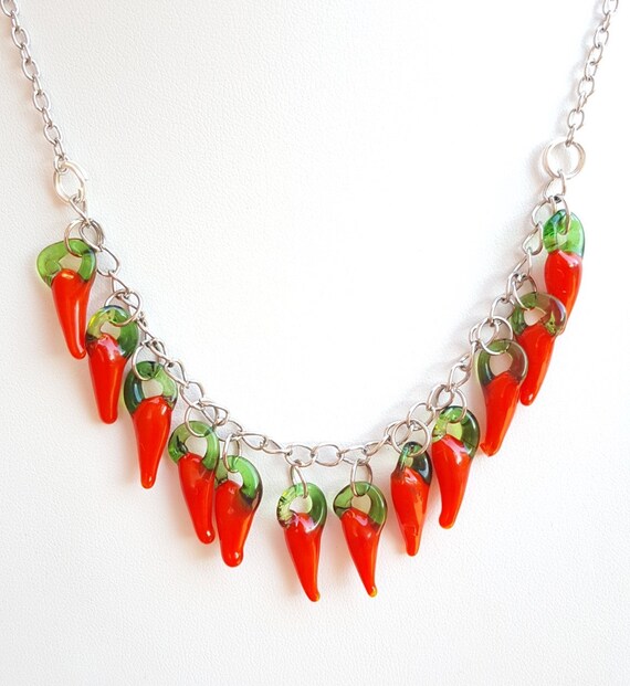 Items similar to Chili Pepper Necklace, Unique Necklace, Statemet