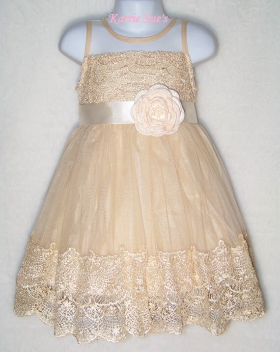 Flower Girl Dress / Size 2t3t / Champagne by KarrieSuesBoutique
