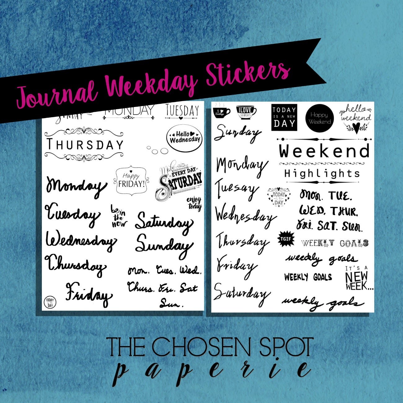 bullet journal stickers days of the week printable stickers