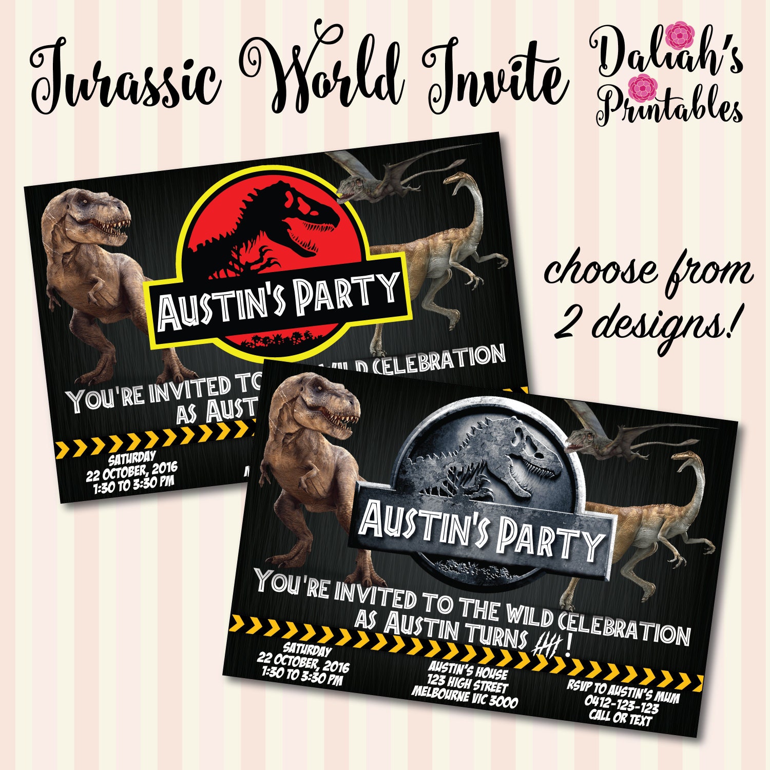 Jurassic Park Invitation Jurassic World by DaliahsPrintables