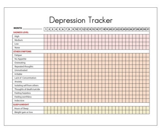 Anxiety Reduction Printable Journal Depression by TherapyAids