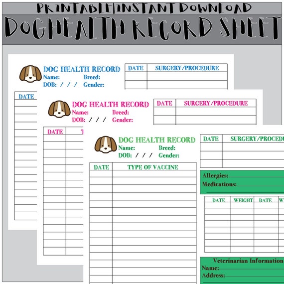 Items similar to Printable Dog Record Sheet on Etsy