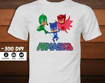 DIGITAL Pj Masks Iron on Transfer T-Shirt-Printable Pj Masks Shirt-Pj Masks party decoration-INSTANT DOWNLOAD