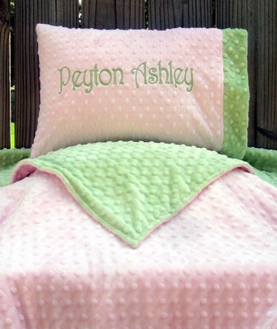 Personalized Toddler Pillow and Blanket Set Minky Pillowcase