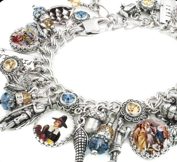Thanksgiving Jewelry Pilgrim Charm Bracelet Autumn