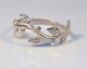 Silver twig ring, tree branch ring, Silver organic ring, nature inspired twig jewelry