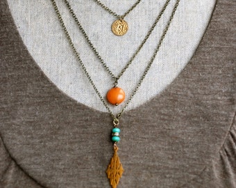 Celeste. Bohemian beaded charm layered necklace. Tiedupmemories