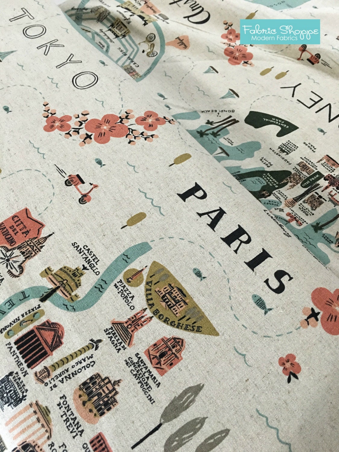 Rifle Paper Co Fabric Canvas Linen fabric Cotton and Steel