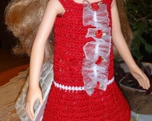 Crochet outfit Best Friends Club 18 inch doll Dress Drop Waist Red White Roses Choker - il_214x170.910310294_k8bg