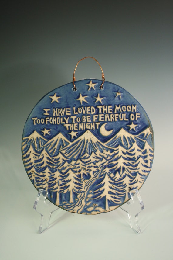 Moon wall hanging. Moonchild Night owl gift. by naturallyinspired