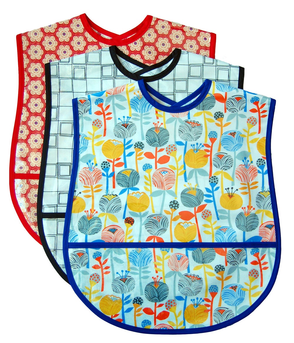 3 Extra Large Adult Bib Set Choose any 3 Fabrics by SewAliceBibs