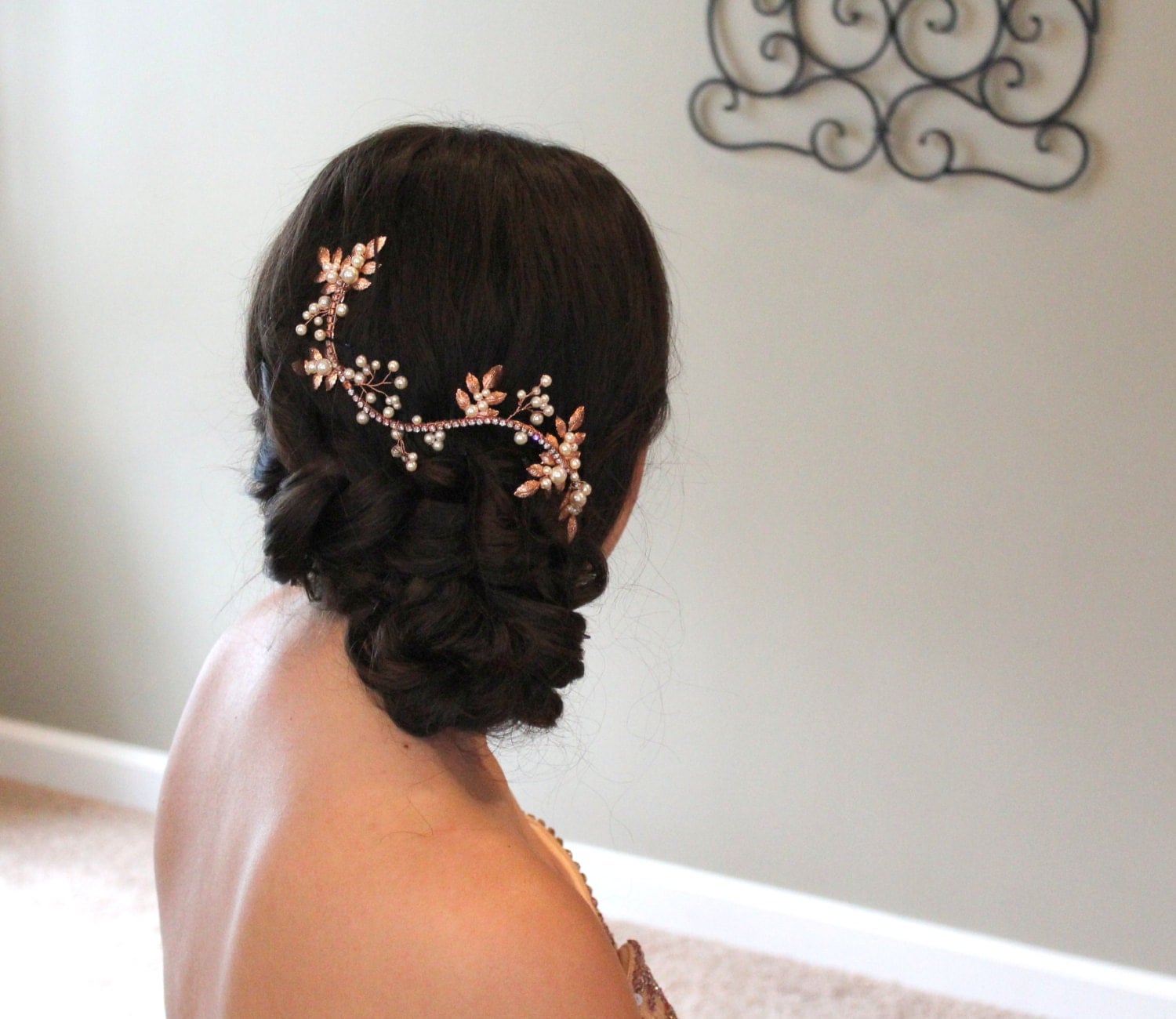 Rose Gold Hair Vine Rose Gold Wedding Headpiece Bridal Hair