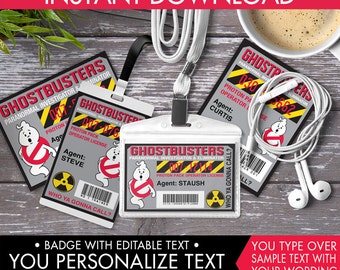 Ghost-buster Badges - Ghost-buster ID Badge, Ghost-buster Party Favor, Ghost-busters Birthday, Badge 2 - Instant Download DIY Printable PDF