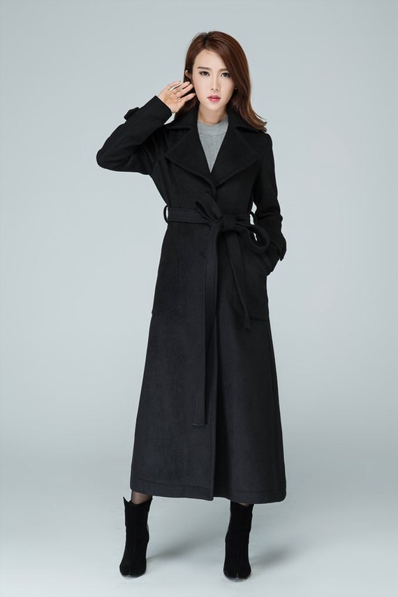 Items similar to black coat, long trench coat, maxi coat, winter jacket ...