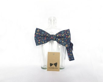 Pip 05 - Navy Floral Men's Pre-Tied Bow Tie or Self-Tied Bow Tie