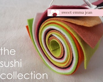 9x12 Wool Felt Sheets - The Sushi Collection - 8 Sheets of Felt (great for making a sushi baby costume)