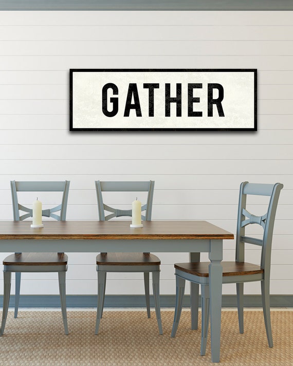 GATHER Sign Thanksgiving Sign Farmhouse Decor Large Canvas